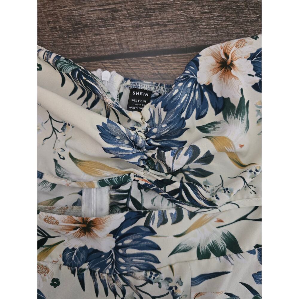 SHEIN Tropical Floral Strapless Cutout Midi Dress – Large (US 8/10) - Picture 4 of 7